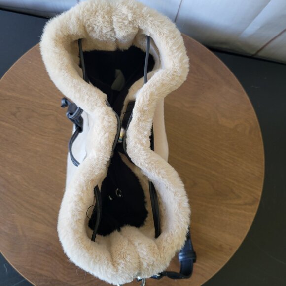 House of Harlow1960 Cream & Black Bucket Crossbody Purse Bag. Faux Fur EUC - Picture 11 of 16